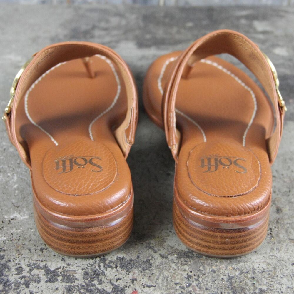 Sofft Fernanda Cognac Brown Slip-On Thong Sandals, ladies size 7.5M - Picture 5 of 8